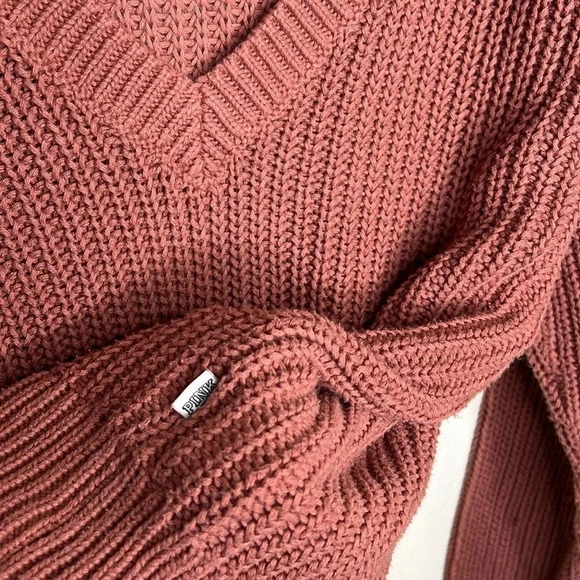 PINK By VS V Neck Chunky Knit Sweater Mauve Size M - Picture 6 of 7